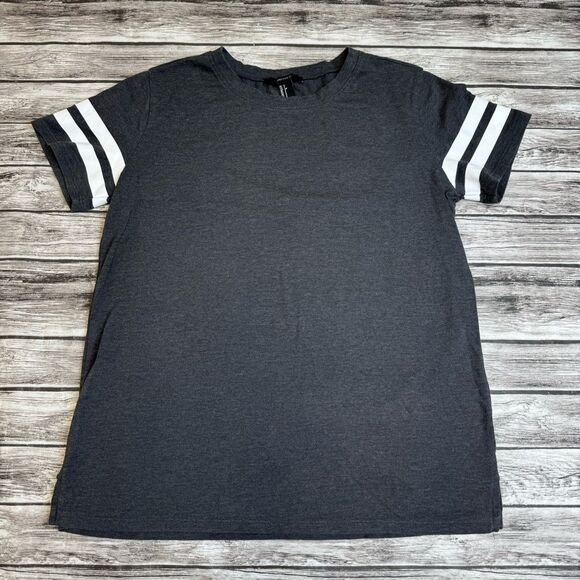 Forever 21 Women's Basic Baseball T Tee Shirt Grey Gray White S SM Small Stretch - Picture 9 of 10